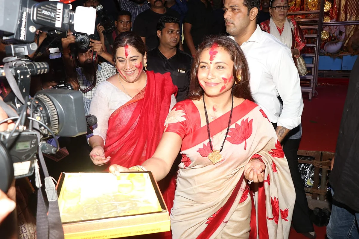 Karan Johar, Rani, Kajol come together for 'Sindur Khela' on last day of Durga Puja