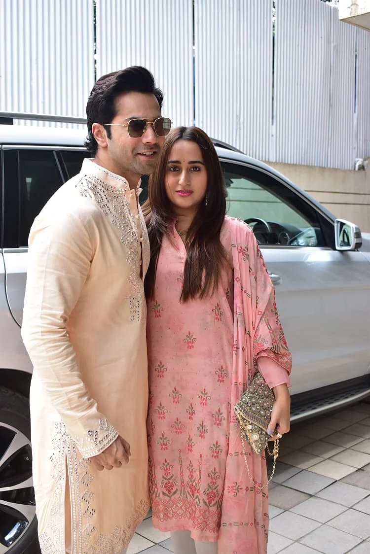 Varun dhwan and Natasha Dalal, Rohit at Office for Laxmi pujan