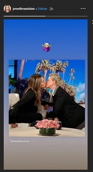 Jennifer Aniston, Ellen DeGeneres seal their friendship with a liplock