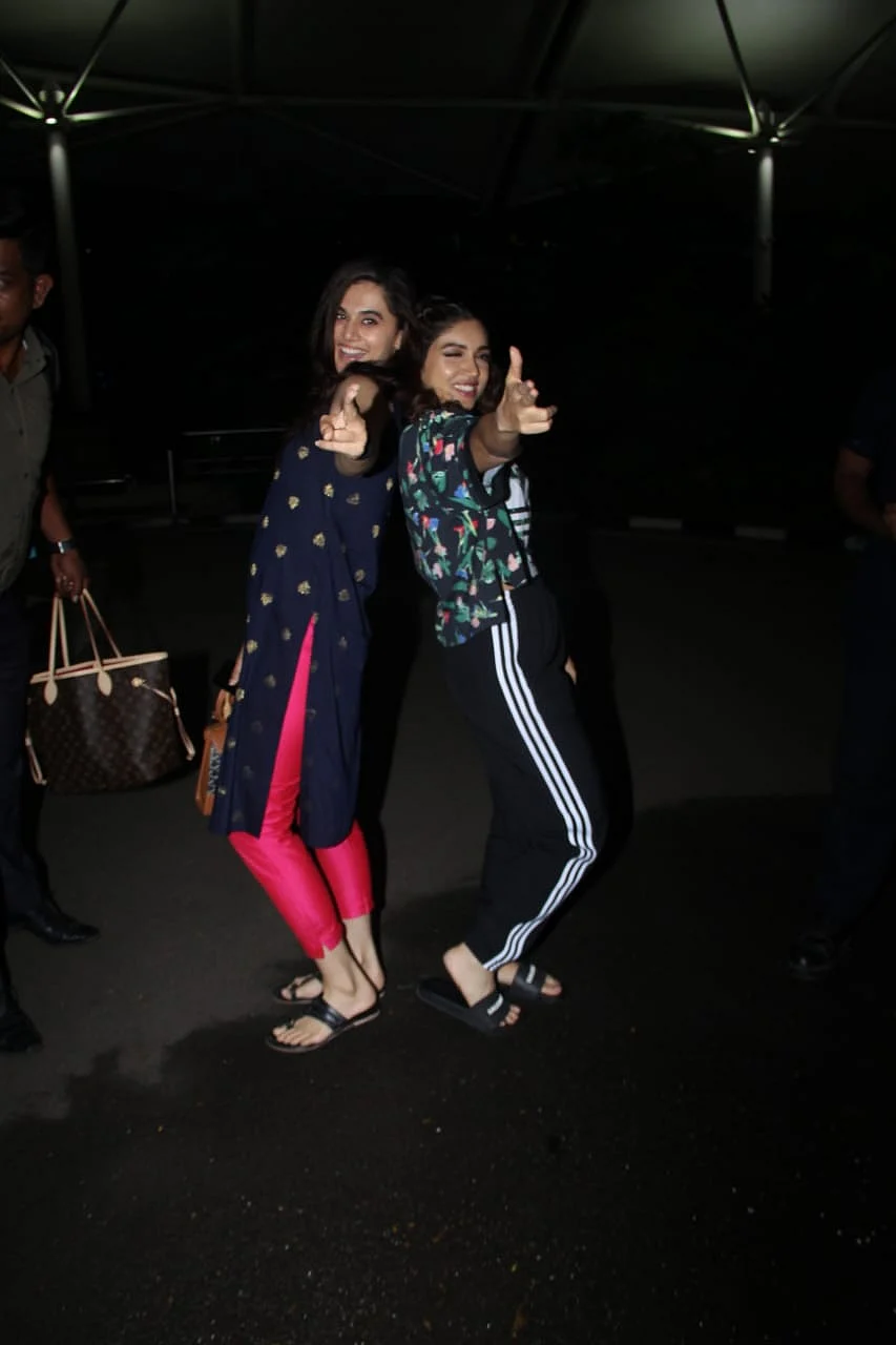 'Shooter Daadis' Taapsee Pannu and Bhumi Pednekar was spotted at Terminal 2 Mumbai airport