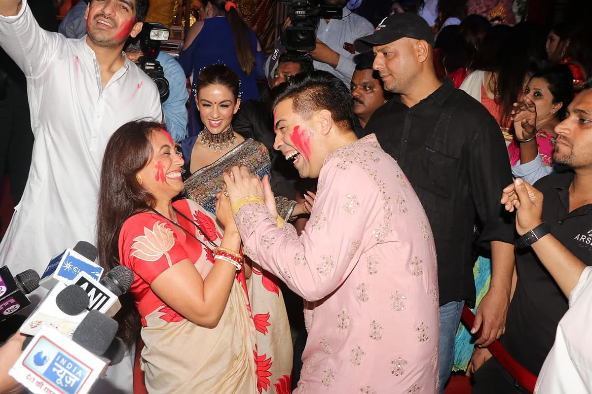 Karan Johar, Rani, Kajol come together for 'Sindur Khela' on last day of Durga Puja