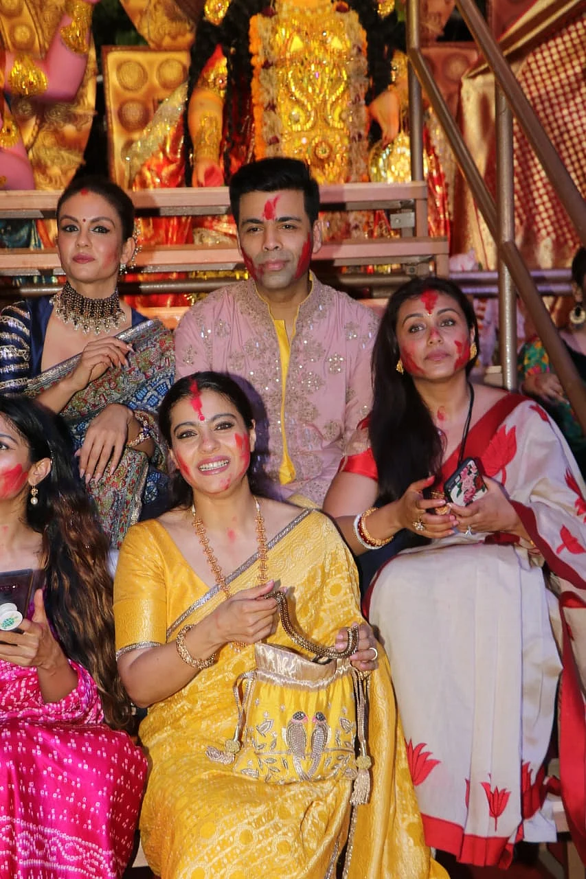 Karan Johar, Rani, Kajol come together for 'Sindur Khela' on last day of Durga Puja