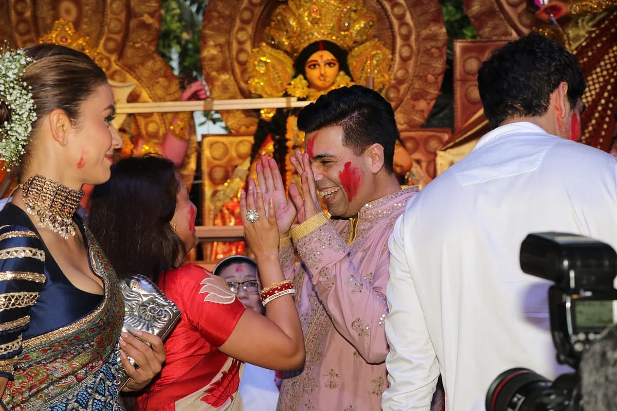 Karan Johar, Rani, Kajol come together for 'Sindur Khela' on last day of Durga Puja