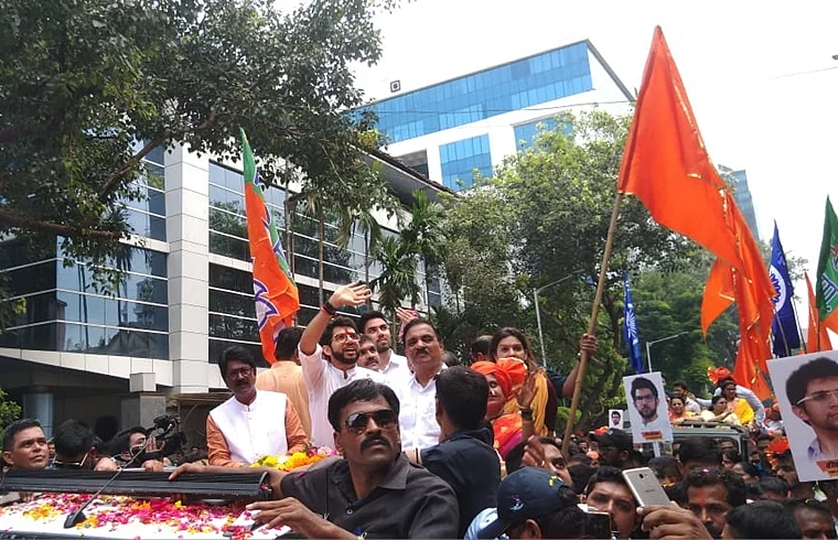 Aaditya holds massive Shiv Sena rally before becoming first Thackeray to file nomination