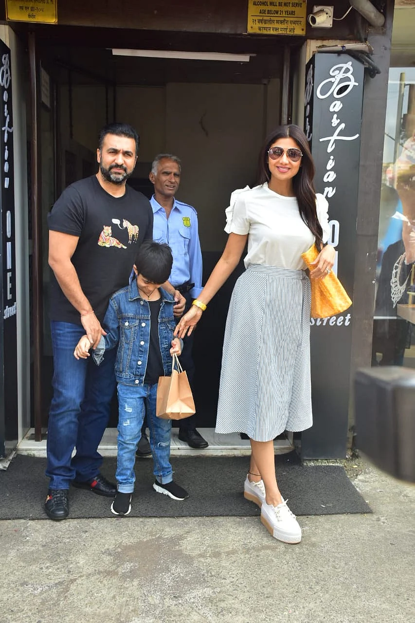 Shilpa Shetty with family at Bastian in Bandra
