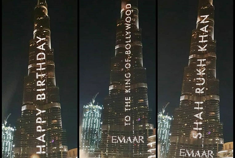 Dubai S Burj Khalifa Lit Up With Shah Rukh Khan S Name On His 54th Birthday