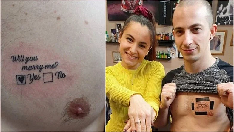 What if she said no? Check out this man's audacious proposal tattoo