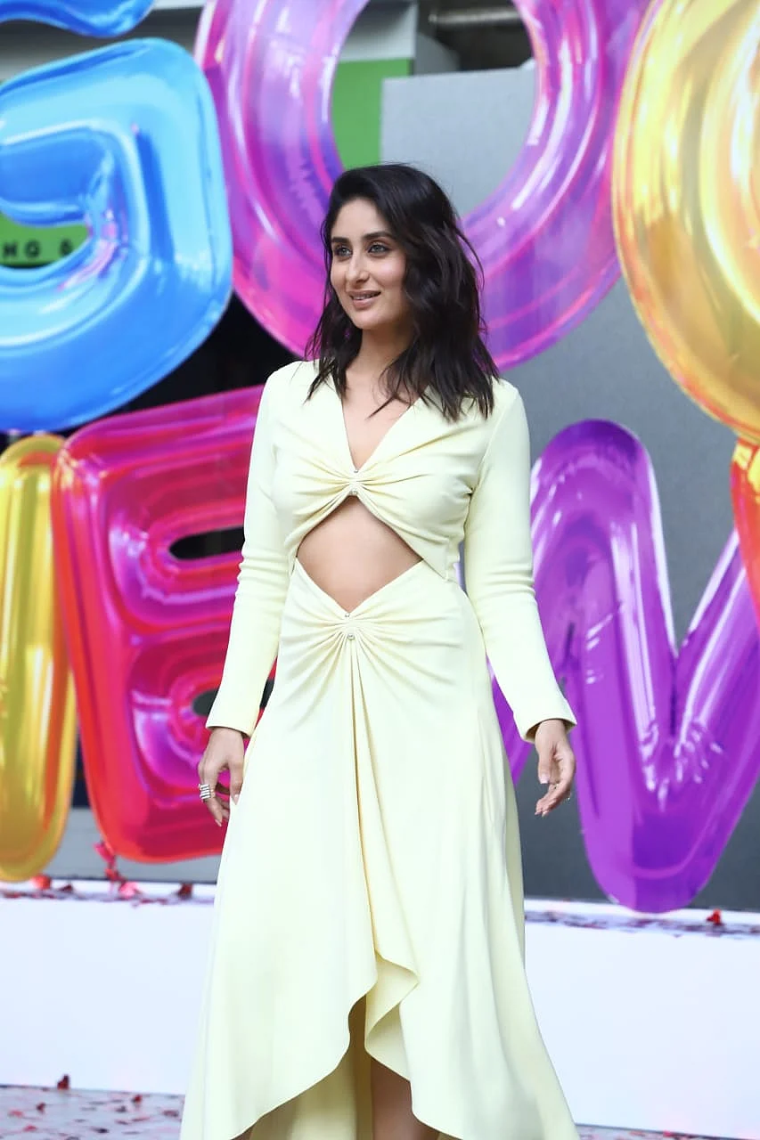 Kareena Kapoor Khan flashes her washboard abs in a gorgeous lime yellow dress
