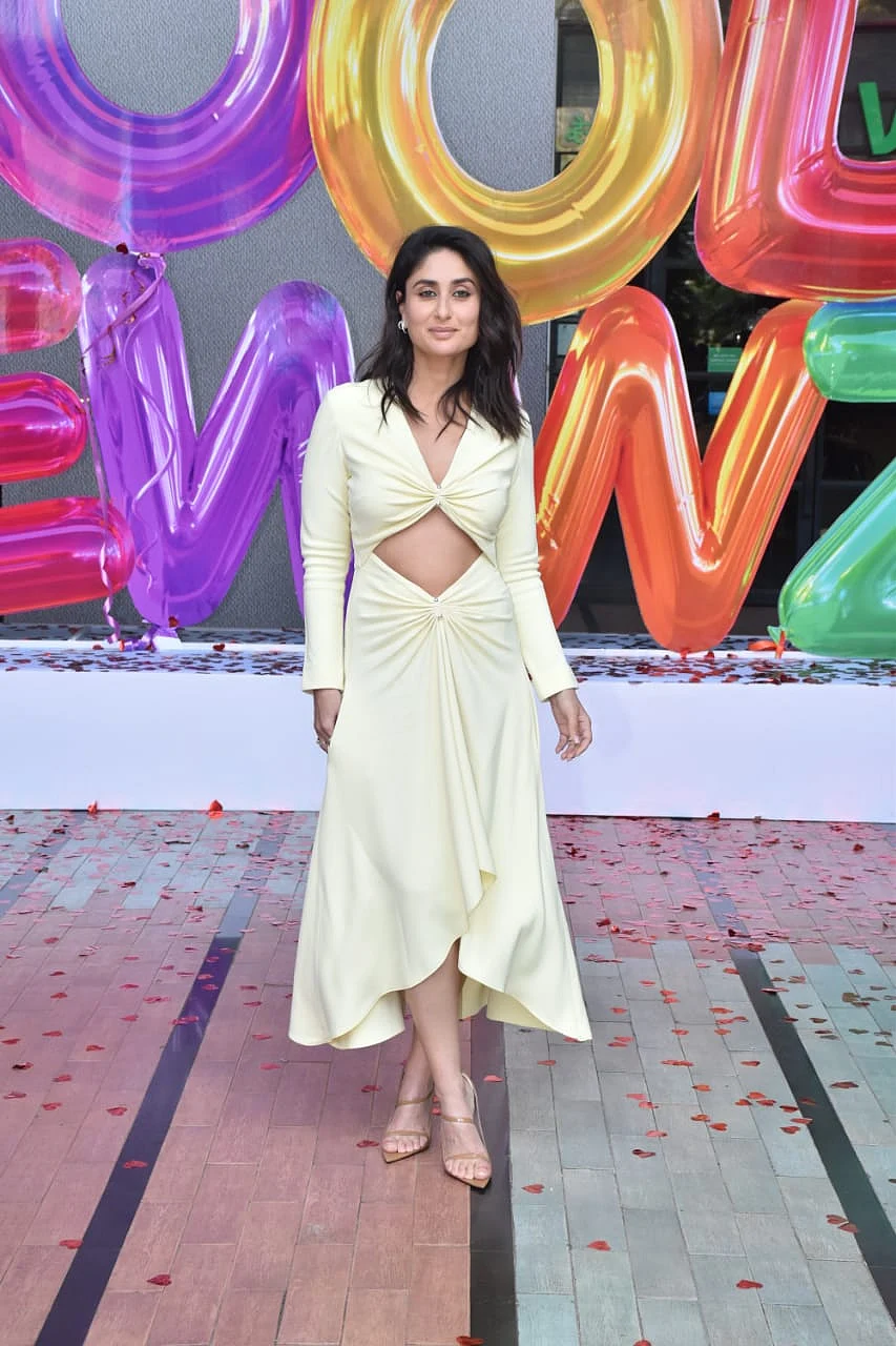 Kareena Kapoor Khan flashes her washboard abs in a gorgeous lime yellow dress