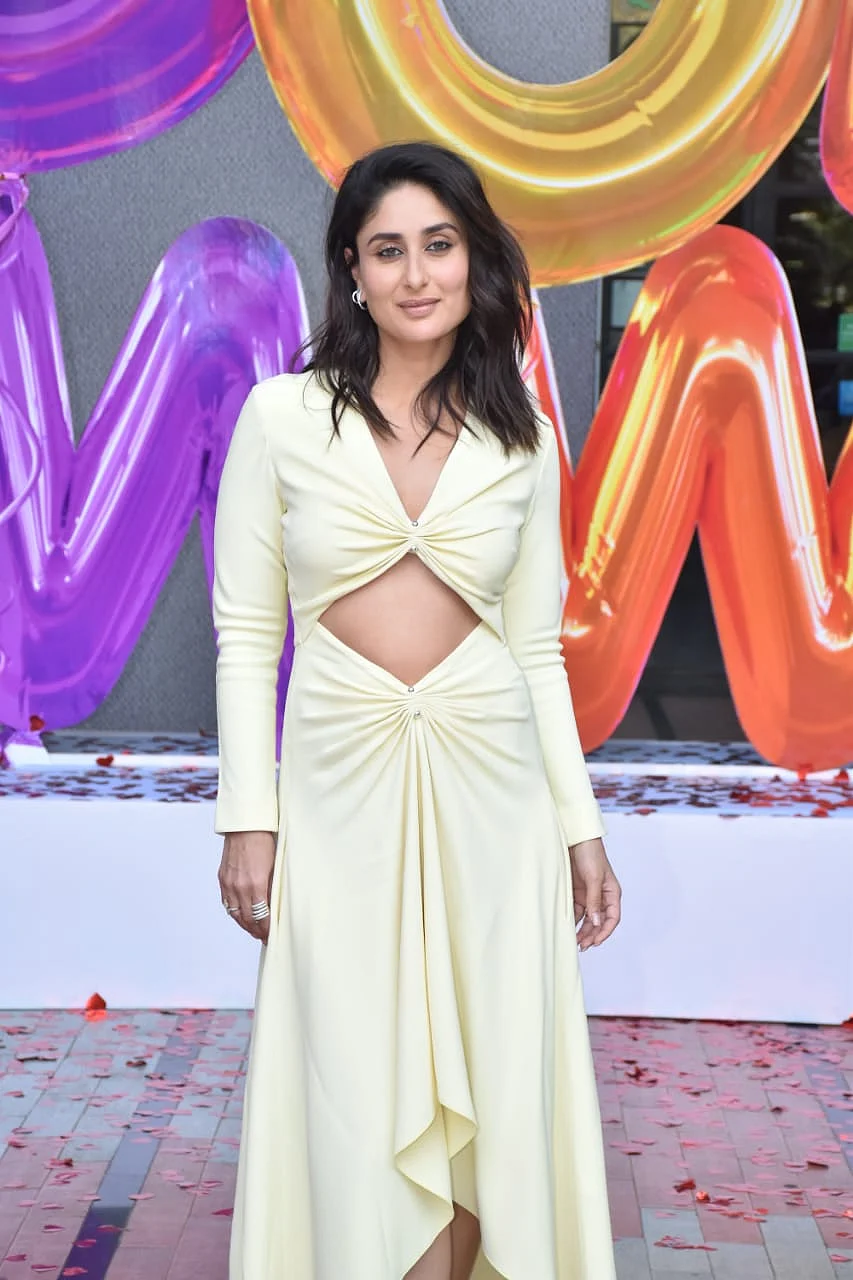 Kareena Kapoor Khan flashes her washboard abs in a gorgeous lime yellow dress