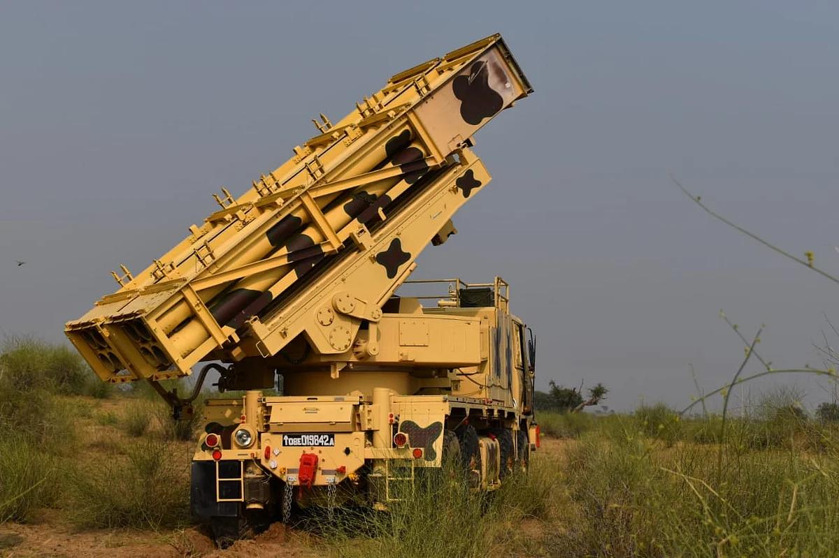 The indigenously manufactured MBRL PINAKA in action during Ex-Sindhu Sudarshan.