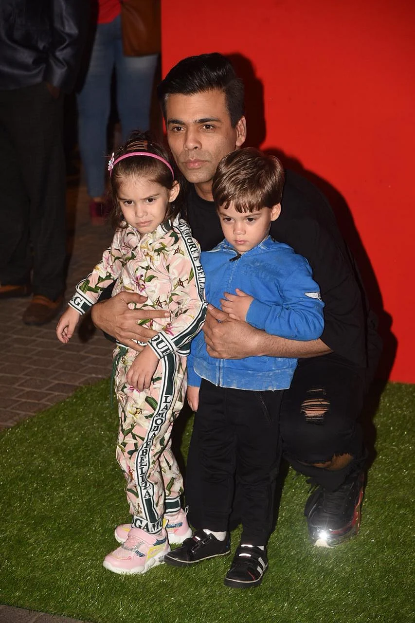 Karan Johar with kids Yash and Roohi