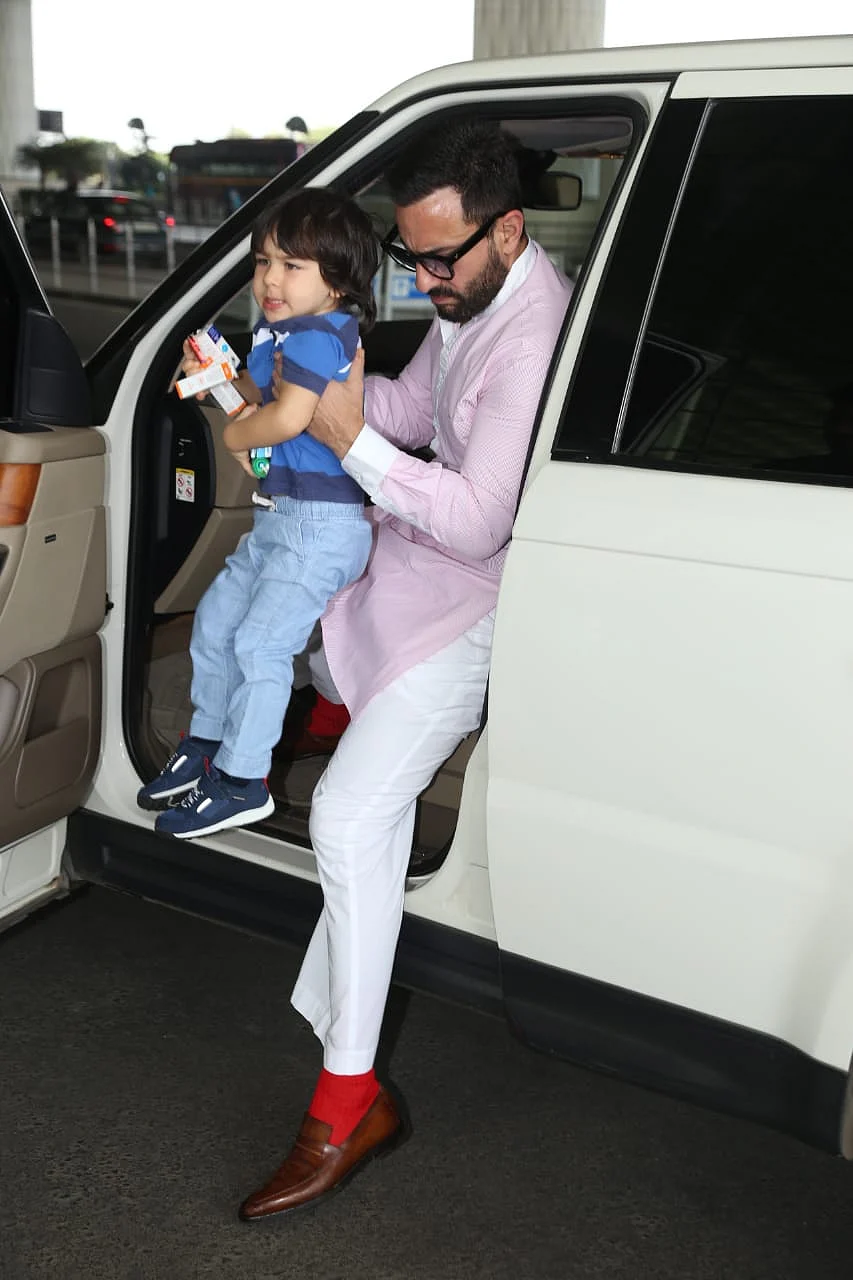 Saif Ali Khan and Taimur at Mumbai airport