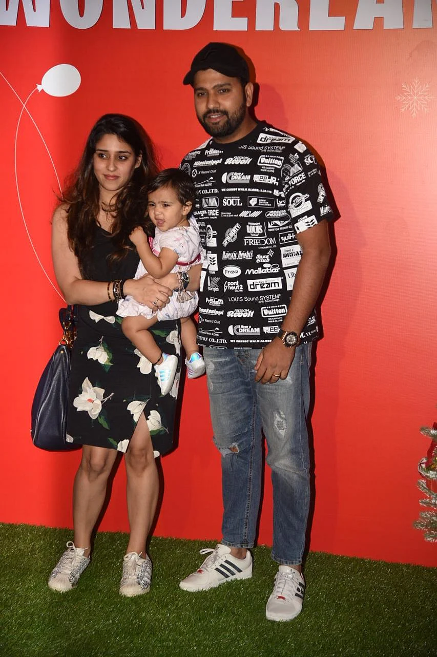 Rohit Sharma with wife Ritika and daughter Samaira