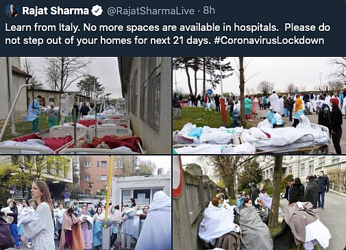 Screengrab of Rajat Sharma's tweet that was subsequently deleted