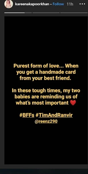 Taimur's BFF Ranvir sends handmade card, Kareena calls it 'purest form of love'