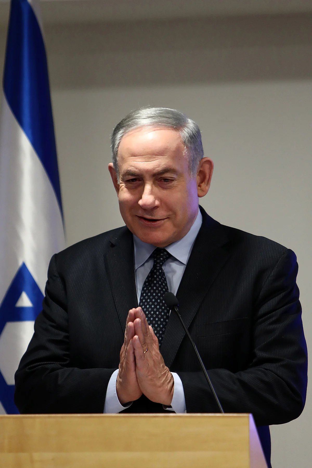 Netanyahu demonstrates how the Indians greet each other