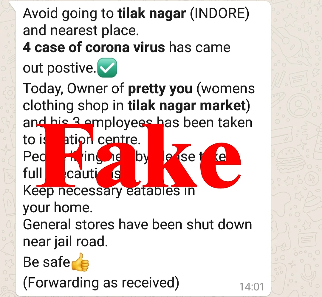 Fake message of Coronavirus causes panic in Indore