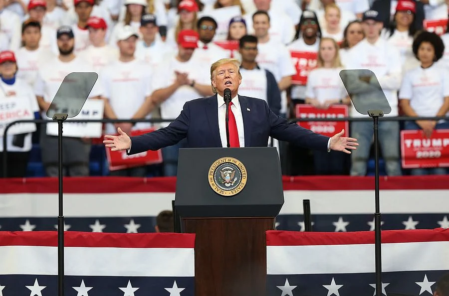 U.S. President Donald Trump participates in a campaign rally in Lexington, Kentucky, the United States, on Nov. 4, 2019.