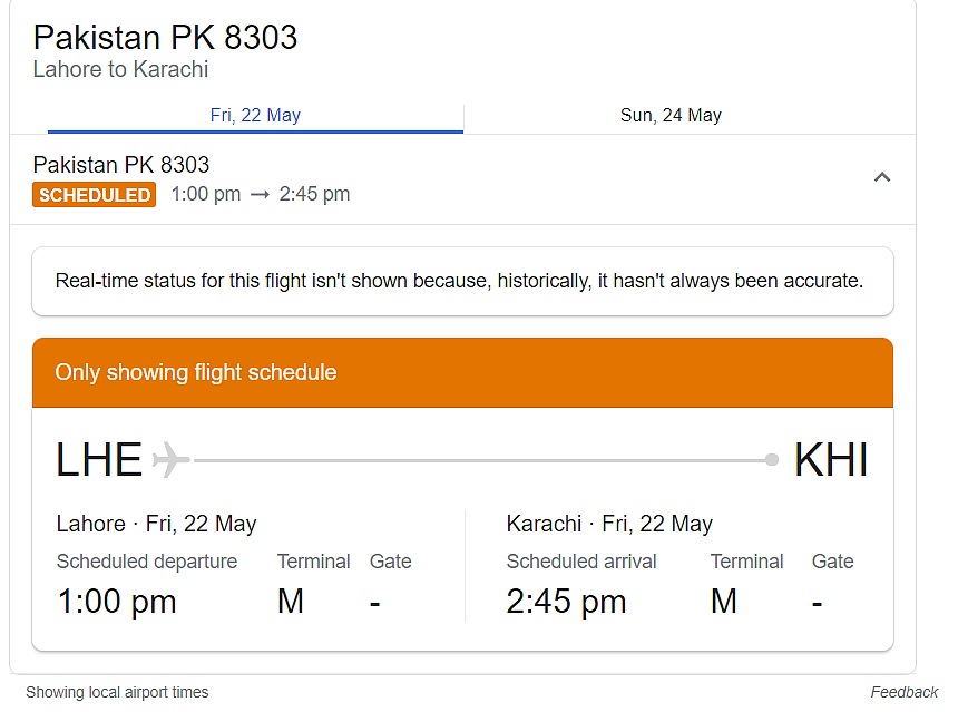 PIA flight PK 8303 with 90 passengers and 8 crew members crashes near Karachi Airport