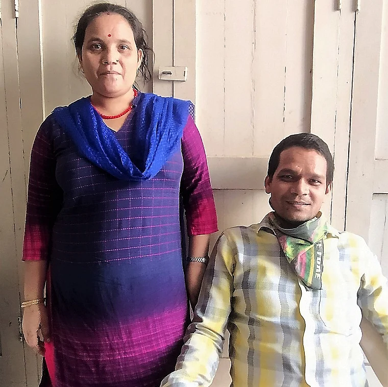 Nepali watchman Kamlesh Kami with wife Laxmi