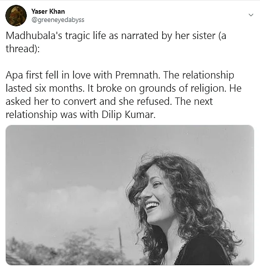 Twitter thread claims Dilip Kumar and Madhubala broke up because of ego issues