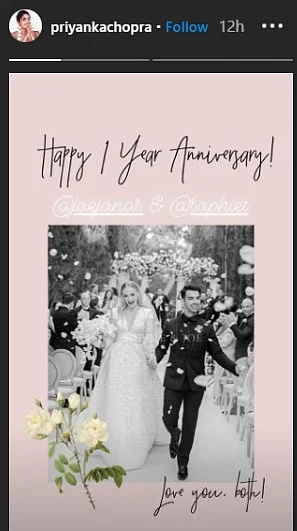 Priyanka Chopra wishes Sophie Turner, Joe Jonas on first wedding anniversary