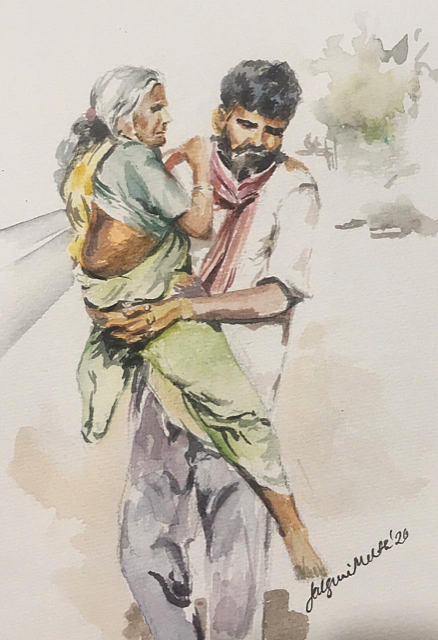 I don’t have shelter, hope, help or money in the city. But that is no reason to abandon my mother.
The love for her has nothing to do with materialistic needs. I shall carry her to sanity and life!