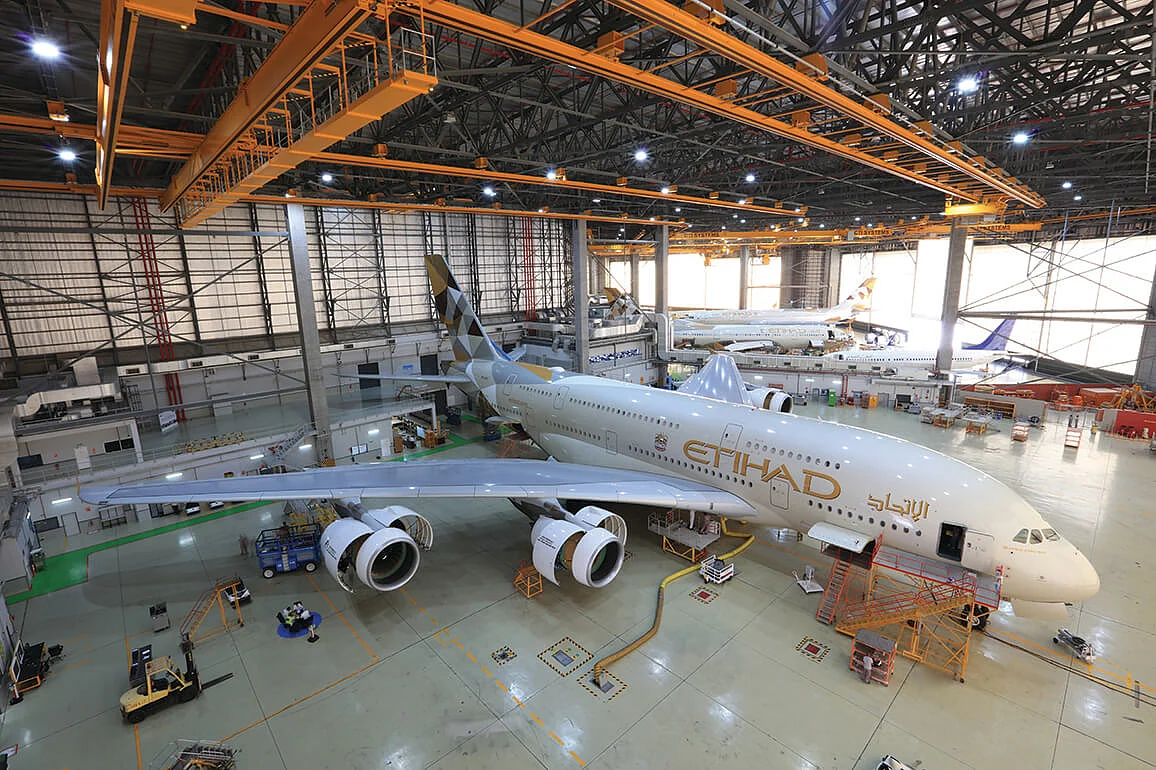A380 inside hangar
