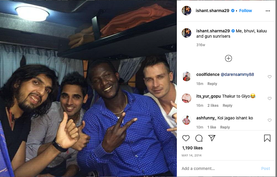 Ishant Sharma called out for racist slur against 'brother' Daren Sammy on Instagram
