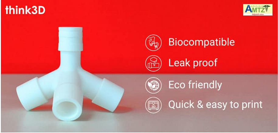 3D Printed Ventilator Splitter/Image Credit: think3D