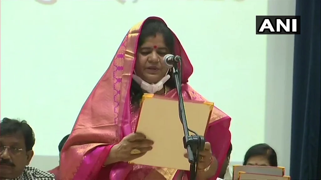 Imarti Devi take oath as Cabinet Ministers at Raj Bhawan in Bhopal.