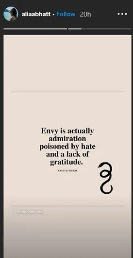 Alia Bhatt's cryptic tweet about envy and silence post FIR against Rhea Chakraborty