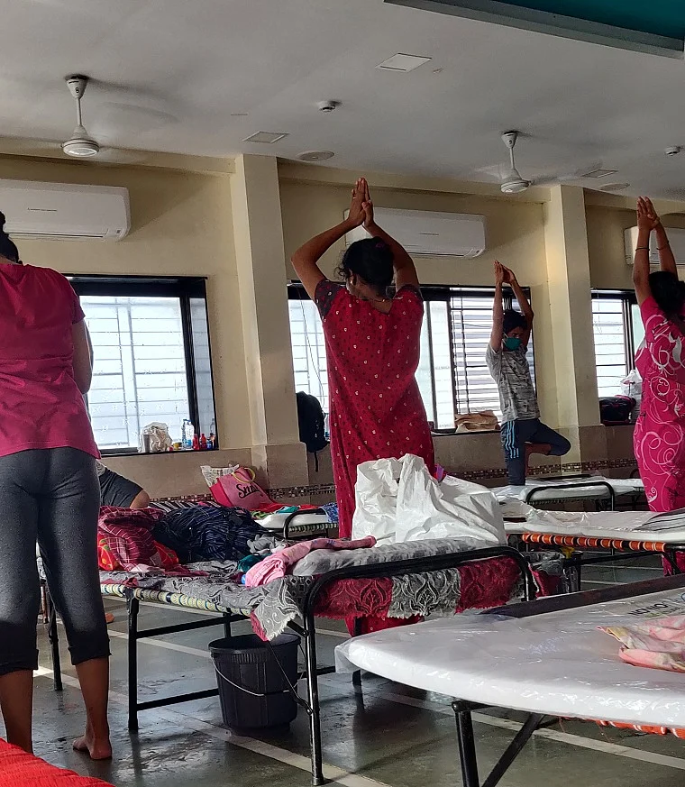 Yoga session in progress