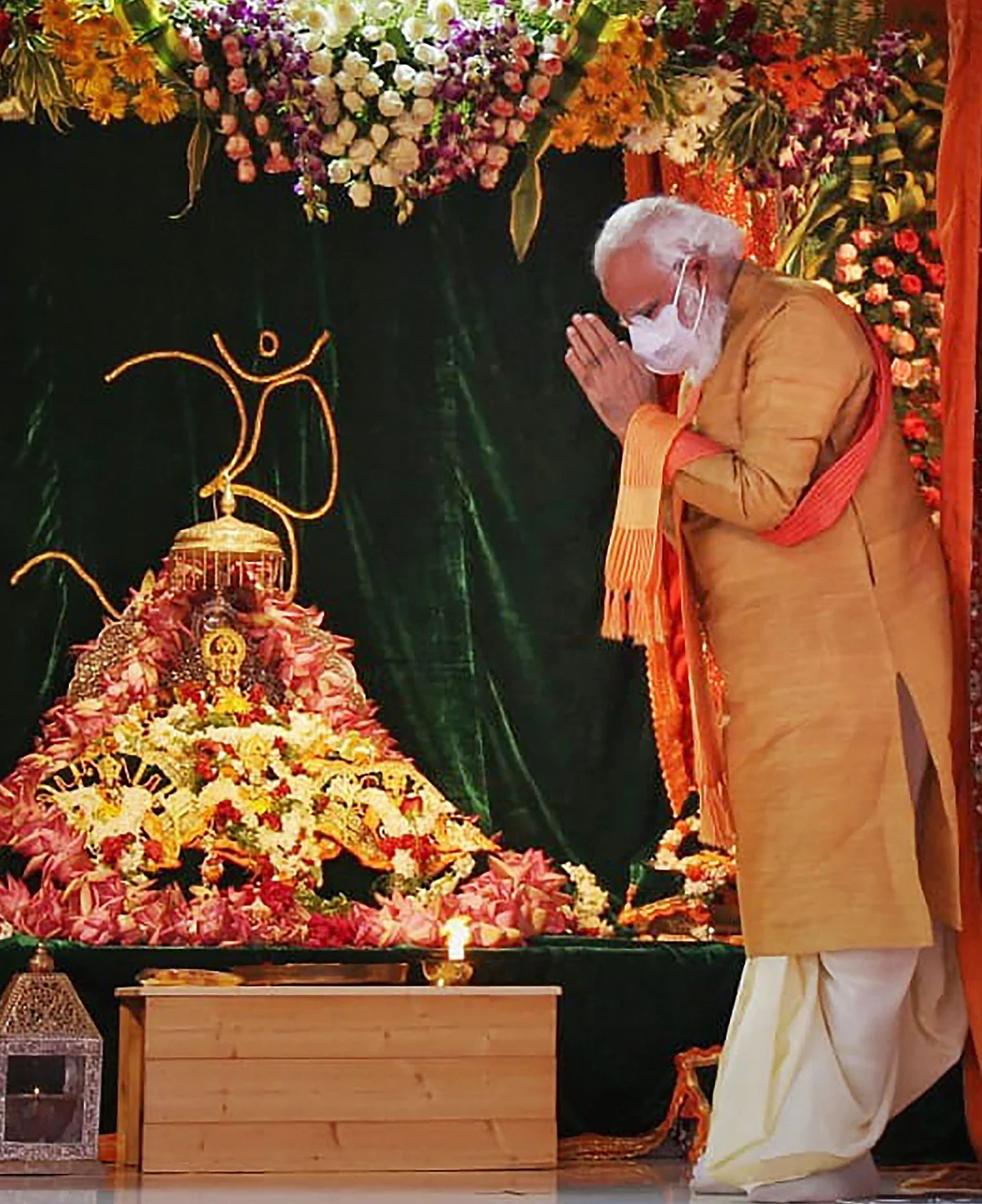 Prime Minister Narendra Modi offers prayers to Ram Lalla at Ram Janmabhoomi site in Ayodhya on Wednesday.