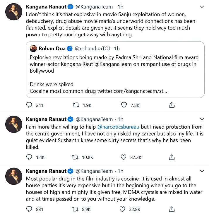 ‘Most popular drug in film industry is cocaine’: Kangana Ranaut offers help to Narcotics Control Bureau (NCB)