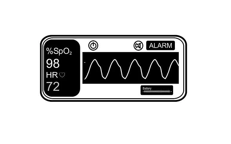 Screen of a pulse oximeter.