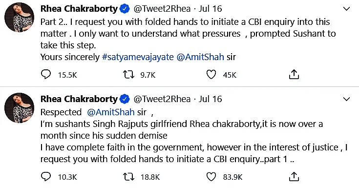 Form begging Amit Shah for CBI probe to saying none needed: Rhea Chakraborty's epic U-turn