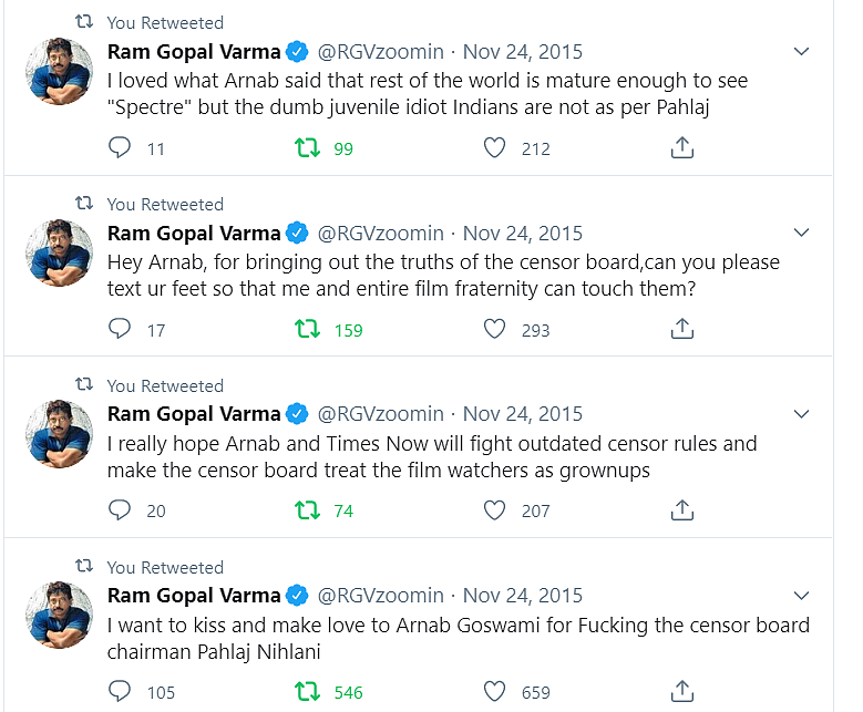 When Ram Gopal Varma wanted to 'kiss and make love' to Arnab Goswami who he called a 'News Prostitute'