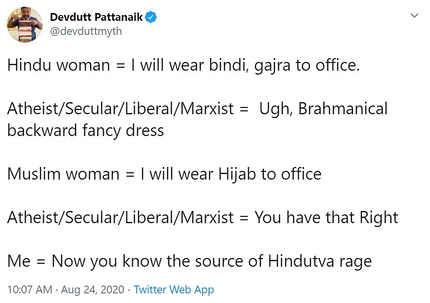 Twitter slams Devdutt ‘Boomer’ Pattanaik for comparing ‘right to wear hijab’ with ‘bindi and gajra’