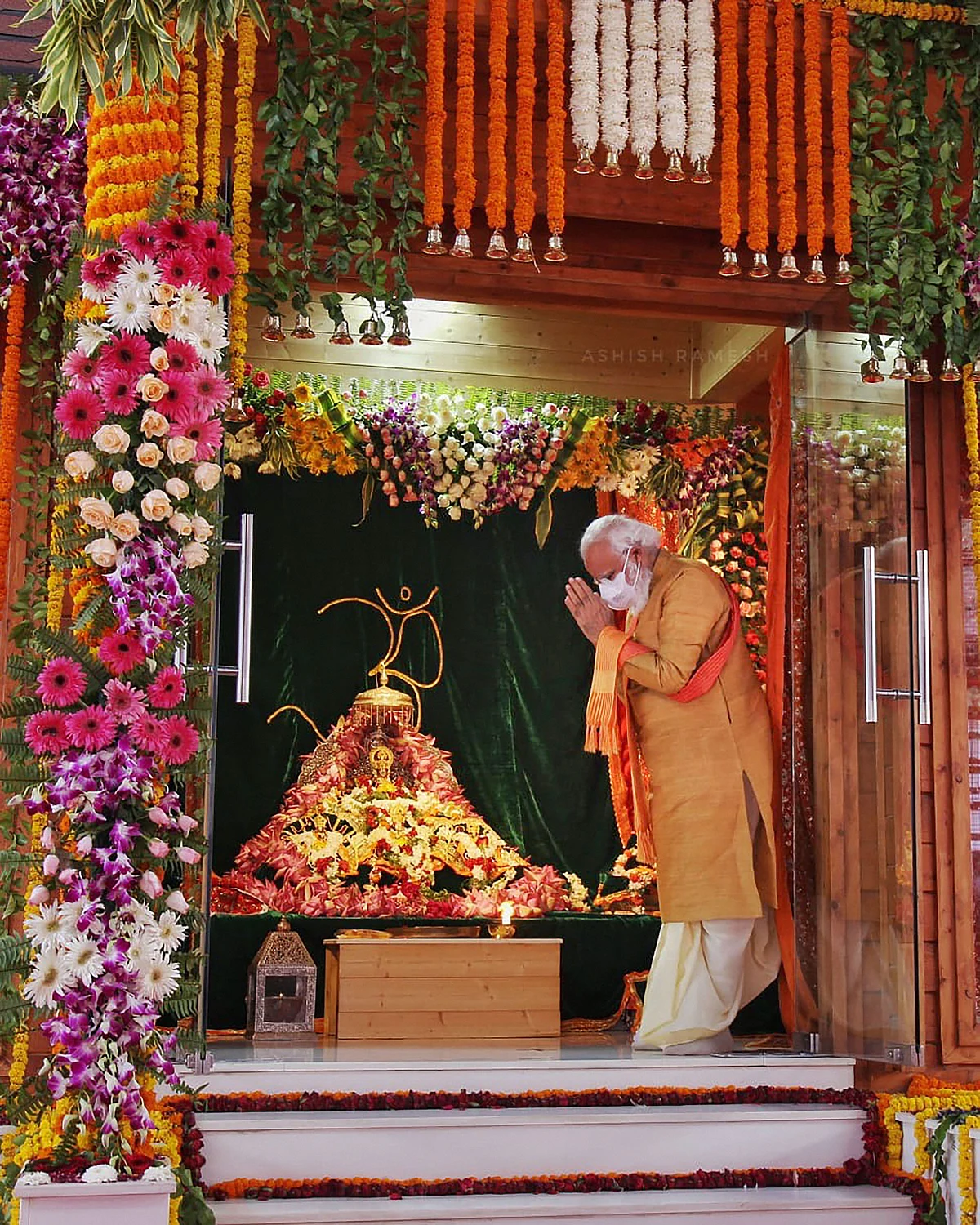 Prime Minister Narendra Modi offers prayers to Ram Lalla at Ram Janmabhoomi site in Ayodhya on Wednesday.