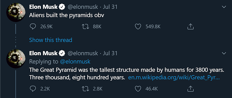 Egypt invites Elon Musk to see whether aliens built pyramids