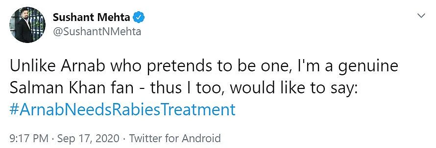 Salman Khan fans trend #ArnabNeedsRabiesTreatment, India Today editor joins in