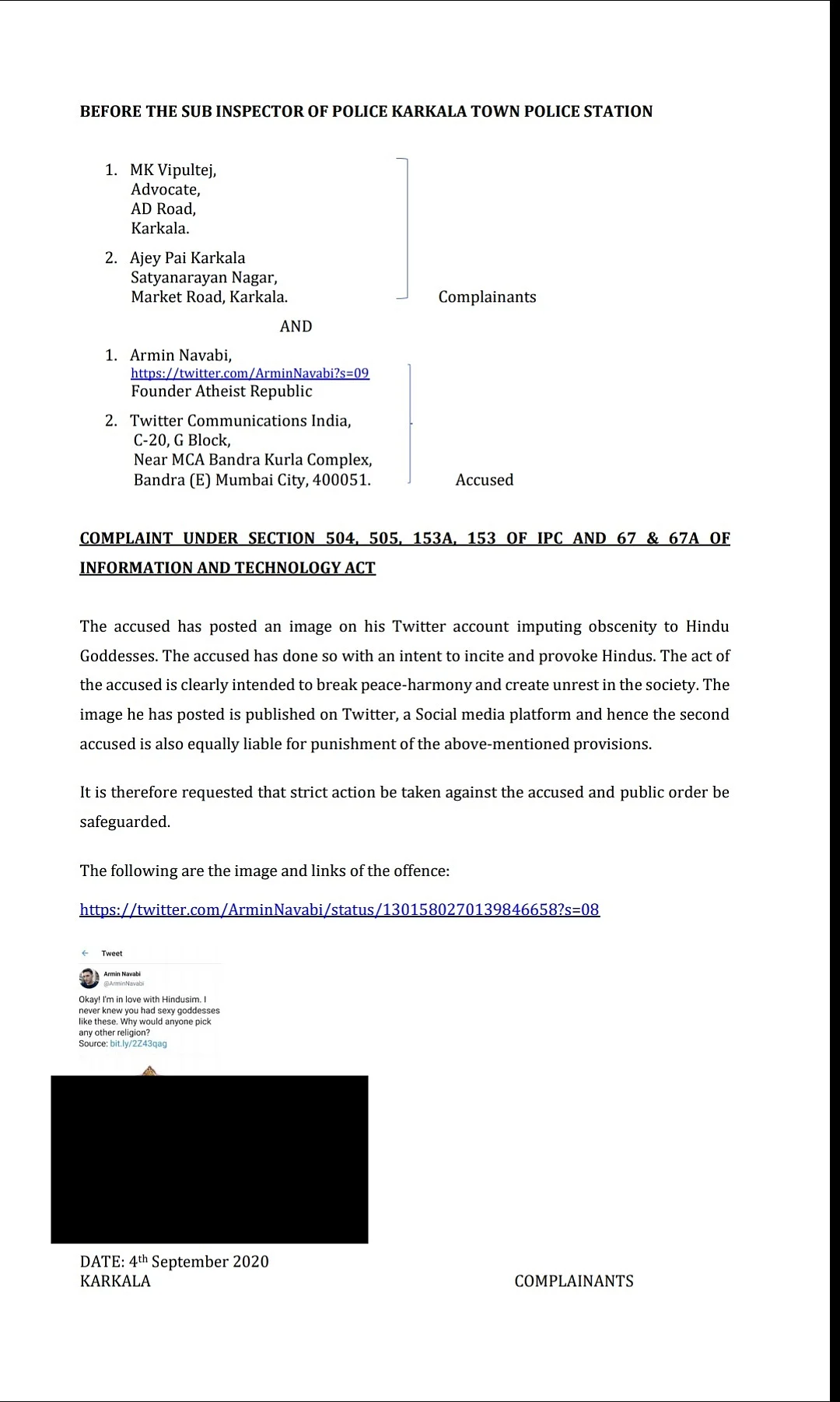 Complaint filed against Armin Navabi for Goddess Kali cartoon - who is he and what is the Atheist Republic?