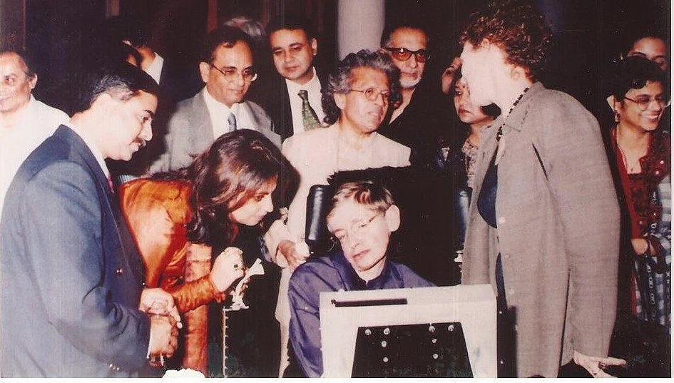 Prof Stephen Hawking during his India visit in 2000