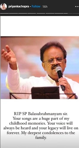 Priyanka Chopra, Taapsee Pannu, Suriya pay tributes as condolences keep pouring in for SP Balasubrahmanyam