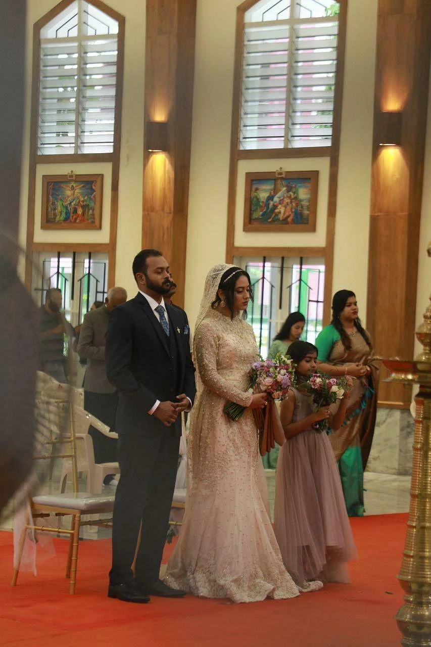 In pics: Miya George, Ashwin Philip exchange vows at a church in Kochi