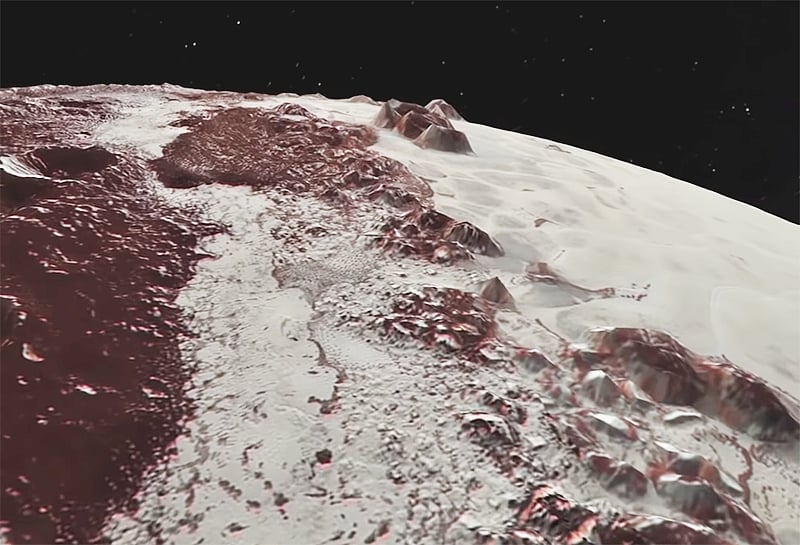 Pluto's mountains are snowcapped but not like Earth's