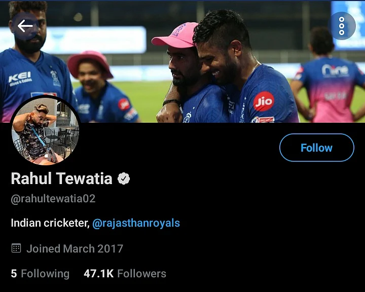 Always late! Rahul Tewatia finally changes his bio to Rajasthan Royals after Twitter user points out