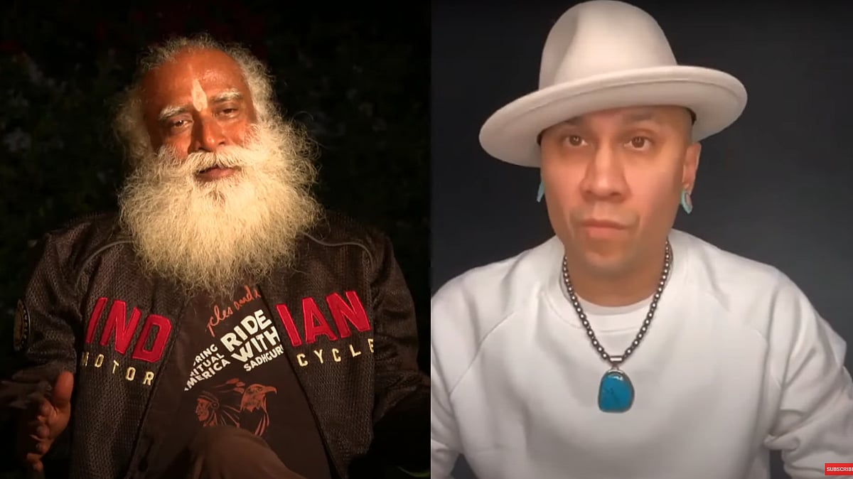 Sadhguru interacts with Black Eyed Peas rapper Taboo on Native American